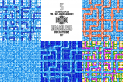5 seamless patterns with the image of valves, and pipes. Product Image 1