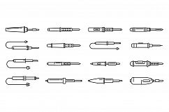 Electric soldering iron icons set, outline style Product Image 1
