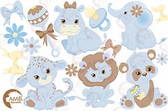 Jungle Babies in blue clipart, graphics and illustration AMB-1211 Product Image 5