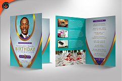 Royal Teal Pastor Birthday Party Program Photoshop Template Product Image 3