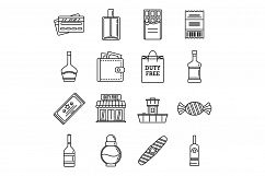 Travel duty free shop icons set, outline style Product Image 1