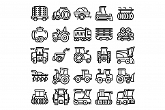 Farming equipment icons set, outline style Product Image 1