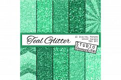 Teal Glitter Digital Paper Product Image 1