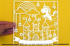 Unicorn and castle paper cut SVG / DXF / EPS files Product Image 1