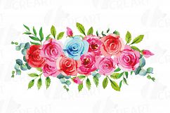 Boho pink and blue watercolor wedding bouquets, floral png Product Image 9
