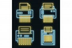 Shredder icons set vector neon Product Image 1