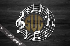 Music Musical notes circle monogram template for cutting svg Product Image 1