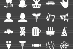 100 Party Glyph Inverted Icons Product Image 2