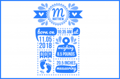 Birth stats svg, birth stats template, baby stats svg file Product Image 1