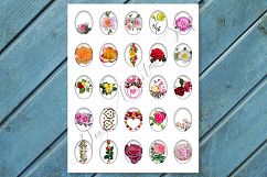 Oval Printable Flowers, Flowers Digital Gollage Sheet Product Image 4