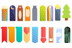 Bookmark icons set, cartoon style Product Image 1