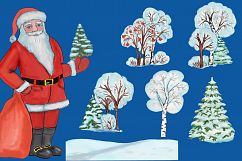 Christmas clipart, winter forest trees with Santa Claus Product Image 2