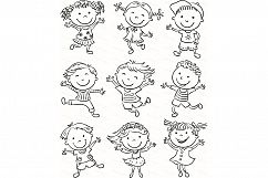 Happy Cartoon Kids Bundle, children doodle, kids doodle Product Image 27