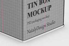 Metallic Square Tin Box Mockup Product Image 6