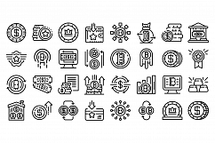 Tokens icons set, outline style Product Image 1