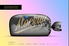 Black Transparent Plastic Bag with Clip for Bread Product Image 2