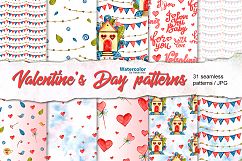 Watercolor Love seamless patterns Product Image 1