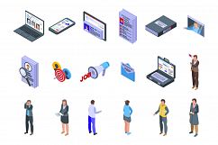 Online recruitment icons set, isometric style Product Image 1