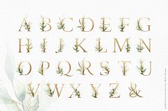 Gold leaf watercolor alphabet clipart Product Image 8