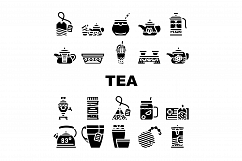 Tea Healthy Drink Collection Icons Set Vector Product Image 1