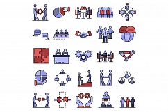 Cohesion icon set line color vector Product Image 1