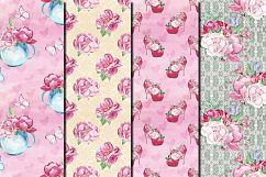 Watercolor Romantic Bouquet seamless digital paper pack Product Image 4