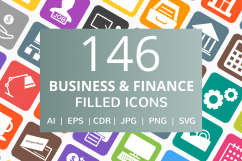 146 Business &amp; Finance Filled Round Corner Icons Product Image 1