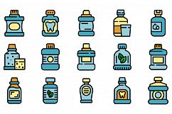 Mouthwash icons set vector flat Product Image 1