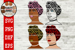 4 SVGs African Beauty with Head Wrap SVG | DXF | EPS | PNG Product Image 1