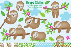 Sloth clipart, Sloth graphics &amp; illustrations, Cute Sloths Product Image 1