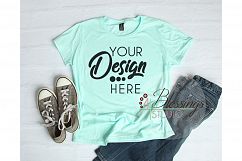 Anvil Tshirt Mockup 880 Women's Shirt Mockup Teal Ice Shirt Product Image 1