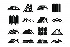 Roof icons set, simple style Product Image 1