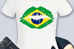 Brazil Flag Girl Lips SVG PNG DXF EPS files Product Image 2