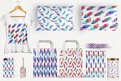 Watercolor Feathers Clipart, Pattern, Poster Collection Product Image 5
