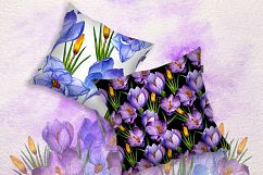 Blue and purple crocuses PNG watercolor set Product Image 3