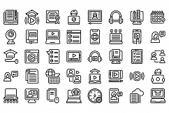 Online training icons set, outline style Product Image 1