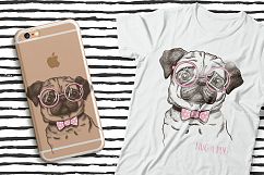 hand drawn funny fashionable pug Product Image 3