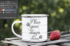 Camping tin mug mockup cup mock ups metal camp enamel vegan Product Image 3