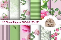 12 Pink and Green Backgrounds / Textures / Printable Papers Product Image 1
