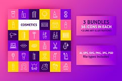 Cosmetics Line Art Icons Product Image 1