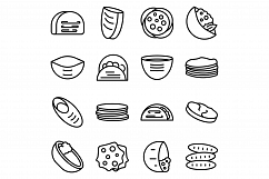 Pita bread icons set, outline style Product Image 1