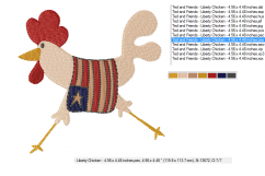 Liberty Chicken ~ Machine Embroidery Design in 2 sizes - Instant Download ~ Americana Chook Product Image 2