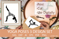 Yoga Poses 3 Design Graphic Set- Digital Cut and Clipart set Product Image 1