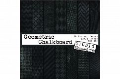 Patterned Chalkboard Digital Paper - Geometric Chalkboard Product Image 1