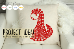 Dinosaur Zentangle paper cut design SVG / DXF / EPS files Product Image 3