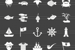 100 Pirate &amp; Sea Glyph Inverted Icons Product Image 2
