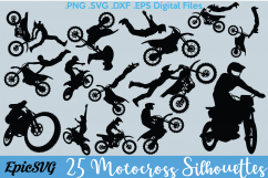 15 Motocross Riders | .SVG .PDF .EPS .dxf .png | Dirtbike Vector Graphic Silhouette Cameo Cricut Clipart Product Image 1
