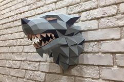 Game of Thrones, Winter is coming, Paper Wolf, Direwolf, Wolf Head, Papercraft Wolf, House Stark, animal head, Home Decoration, Printable Product Image 1