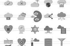 100 Data Flat Greyscale Icons Product Image 2