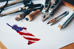 Old America. Watercolor Flag USA. Grunge elements. Product Image 4